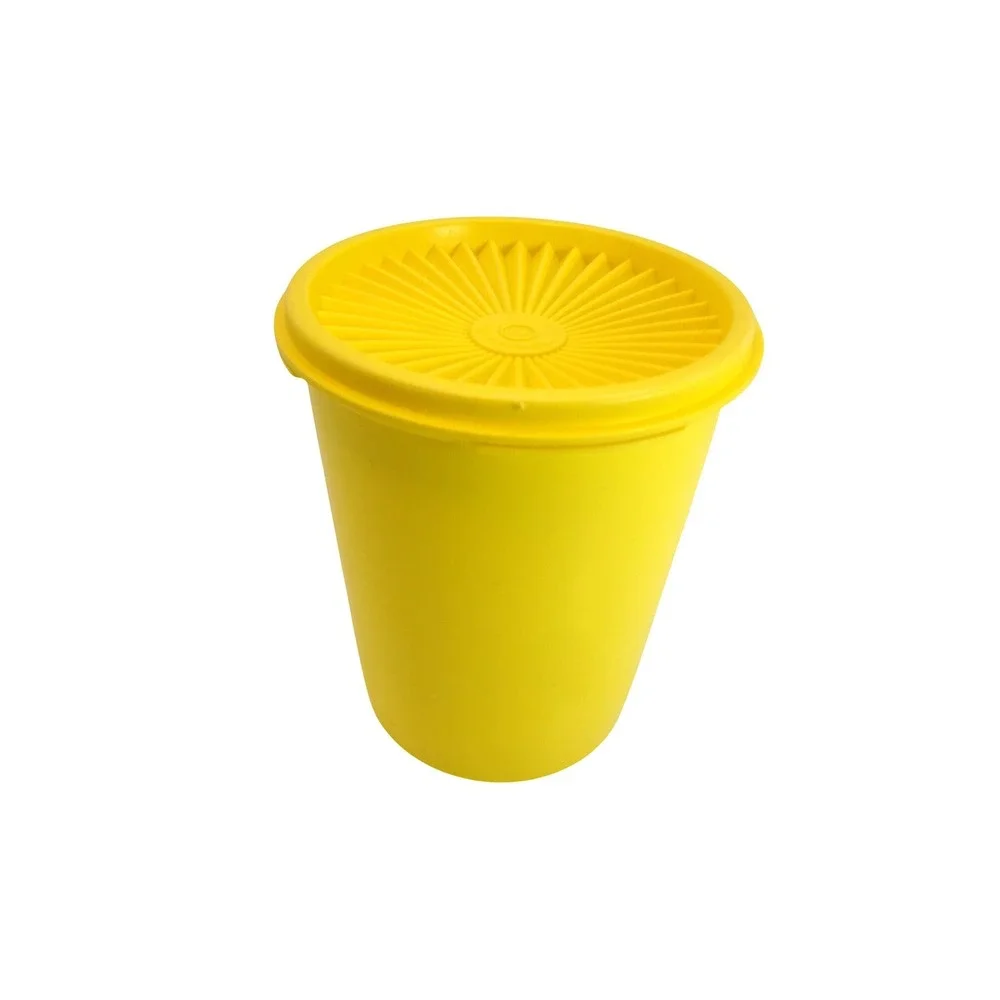 Tupperware Servalier Canister‎ Vintage Yellow Sunburst Lid 811-13 Floral